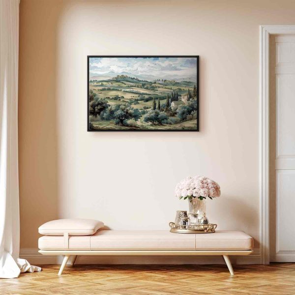 Canvas Print - Landscape with Green Fields and Trees Tuscan Sunny View - Image 4