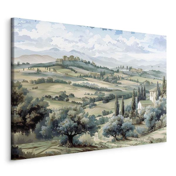 Canvas Print - Landscape with Green Fields and Trees Tuscan Sunny View - Image 2