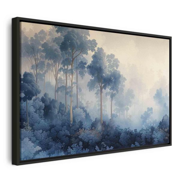 Canvas Print - Landscape with Trees in Illustrative Style Fairy-Tale Blue Forest - Image 3