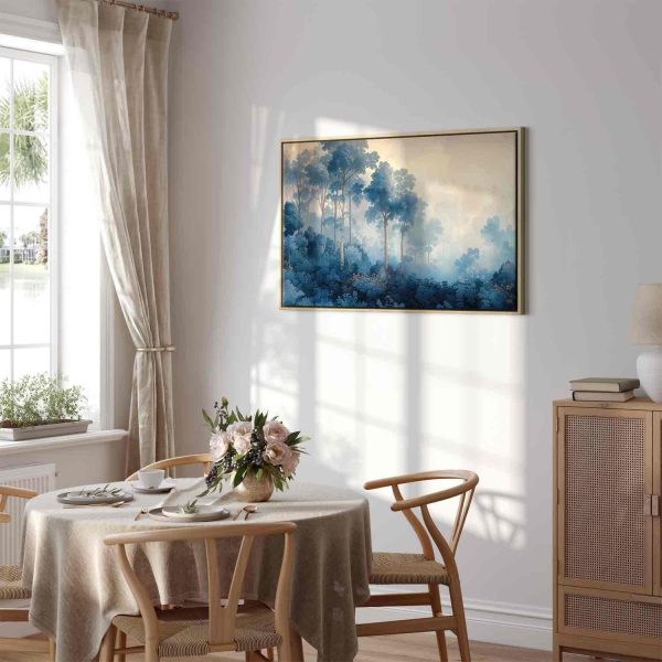 Canvas Print - Landscape with Trees in Illustrative Style Fairy-Tale Blue Forest - Image 12