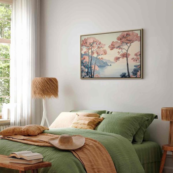 Canvas Print - Landscape with the Ocean Cliffs and Trees in Delicate Pink Shades - Image 7
