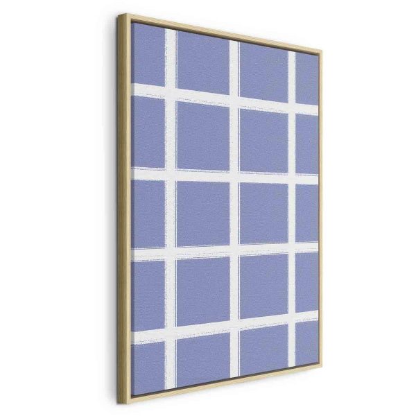Canvas Print - Lines and Symmetry - Expressive White Grid on a Blue Background