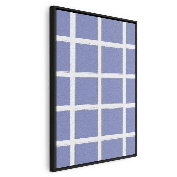 Canvas Print - Lines and Symmetry - Expressive White Grid on a Blue Background