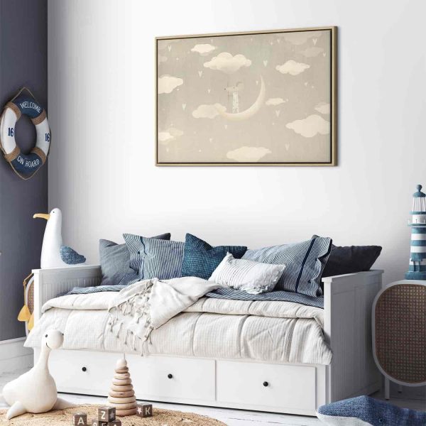 Canvas Print - Little Conqueror - A Mouse in Heart Pajamas on the Moon Among Clouds - Image 13