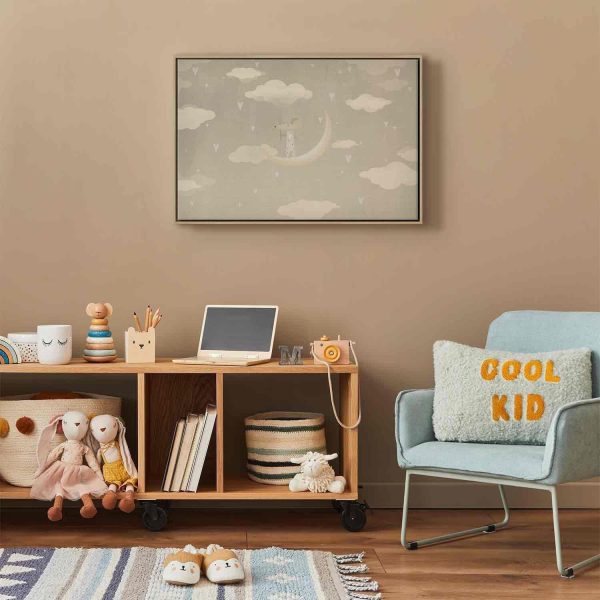 Canvas Print - Little Conqueror - A Mouse in Heart Pajamas on the Moon Among Clouds - Image 6
