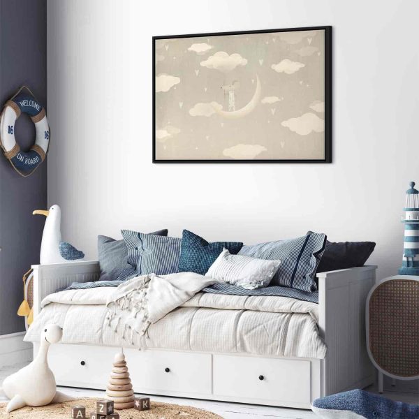 Canvas Print - Little Conqueror - A Mouse in Heart Pajamas on the Moon Among Clouds - Image 12