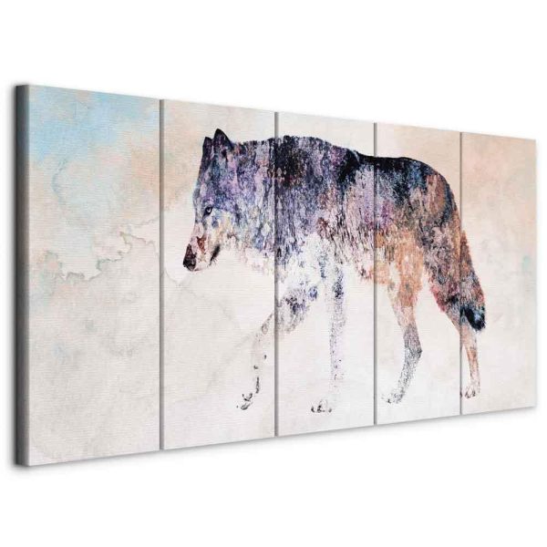 Canvas Print - Lonely Wolf (5 Parts) Narrow