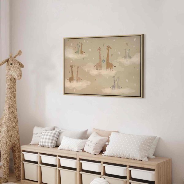 Canvas Print - Love - Colorful Giraffes Floating on Clouds Among Hearts and Stars - Image 5