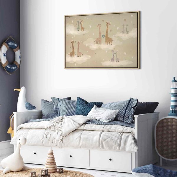 Canvas Print - Love - Colorful Giraffes Floating on Clouds Among Hearts and Stars - Image 7