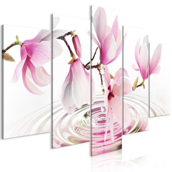 Canvas Print - Magnolias over Water (5 Parts) Wide Pink