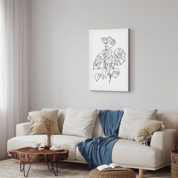 Canvas Print - Monochrome Monstera (1 Part) Vertical