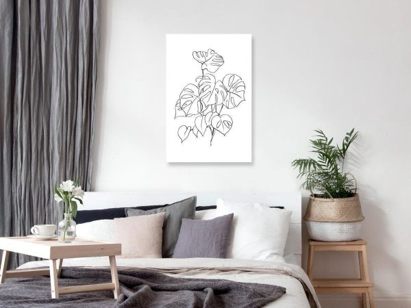 Canvas Print - Monochrome Monstera (1 Part) Vertical