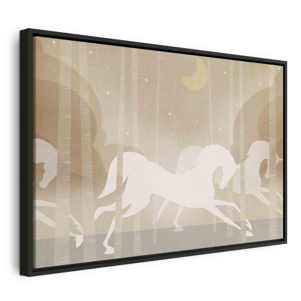 Canvas Print - Moon Horses - Horses Galloping Among Trees on a Starry Night