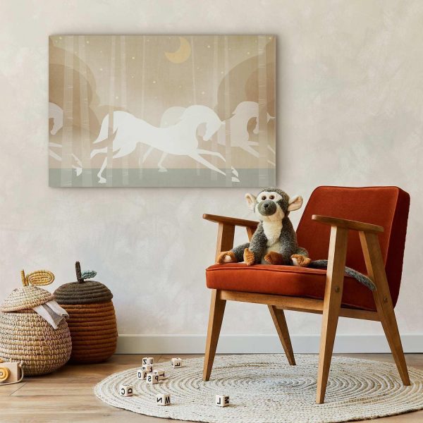 Canvas Print - Moon Horses - Horses Galloping Among Trees on a Starry Night - Image 5