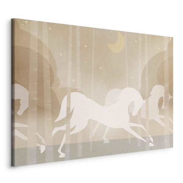 Canvas Print - Moon Horses - Horses Galloping Among Trees on a Starry Night - Image 2