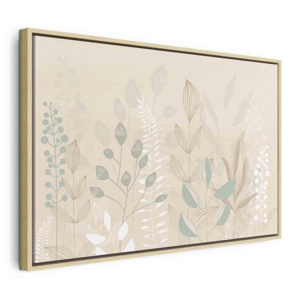 Canvas Print - Morning in the Meadow - Various Pastel Plants on a Beige Background - Image 3
