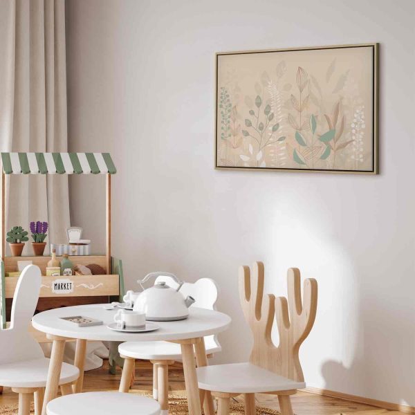 Canvas Print - Morning in the Meadow - Various Pastel Plants on a Beige Background - Image 10