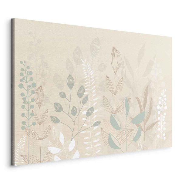 Canvas Print - Morning in the Meadow - Various Pastel Plants on a Beige Background - Image 2