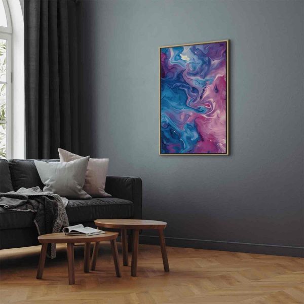 Canvas Print - Night Flows - Abstract Waves in Shades of Blue and Violet