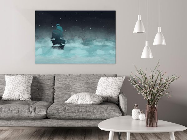 Canvas Print - Night Waves (1 Part) Wide - Second Variant - Image 2