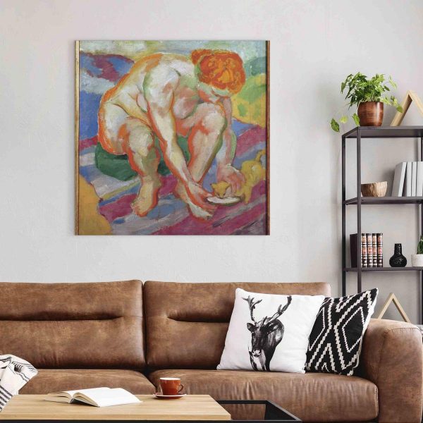 Canvas Print - Nude with cat (Franz Marc)