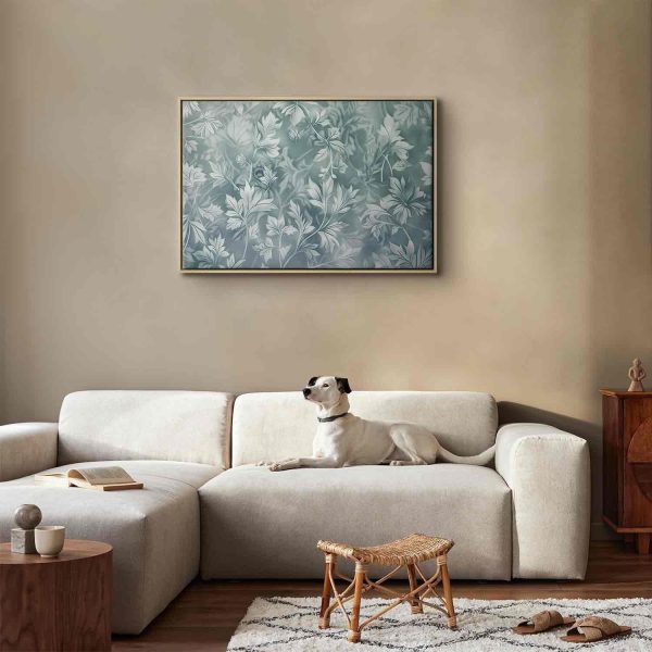 Canvas Print - Ornaments in Worn Muted Turquoises: Delicate Plant Pattern - Image 4