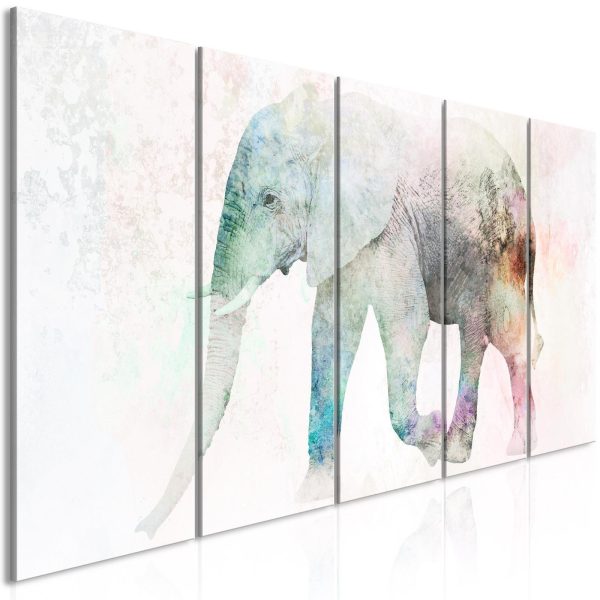 Canvas Print - Painted Elephant (5 Parts) Narrow - Image 2
