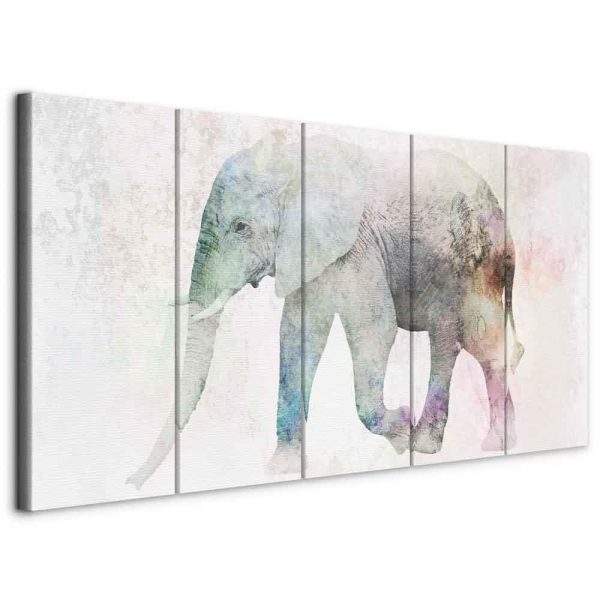 Canvas Print - Painted Elephant (5 Parts) Narrow