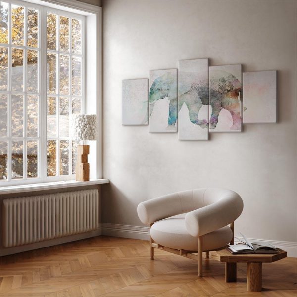 Canvas Print - Painted Elephant (5 Parts) Wide
