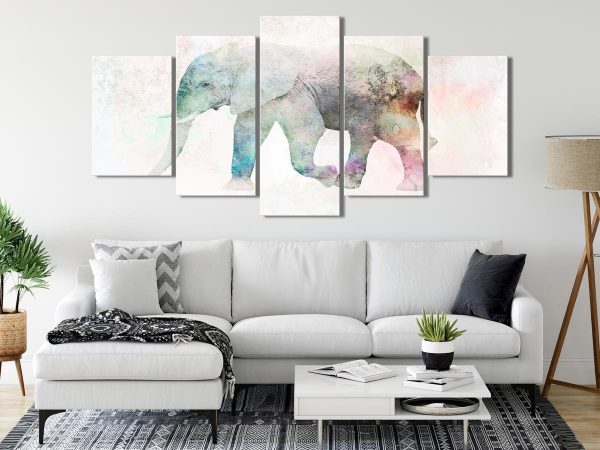 Canvas Print - Painted Elephant (5 Parts) Wide