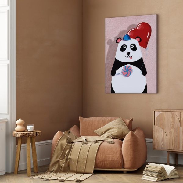 Canvas Print - Panda with a Balloon (1 Part) Vertical