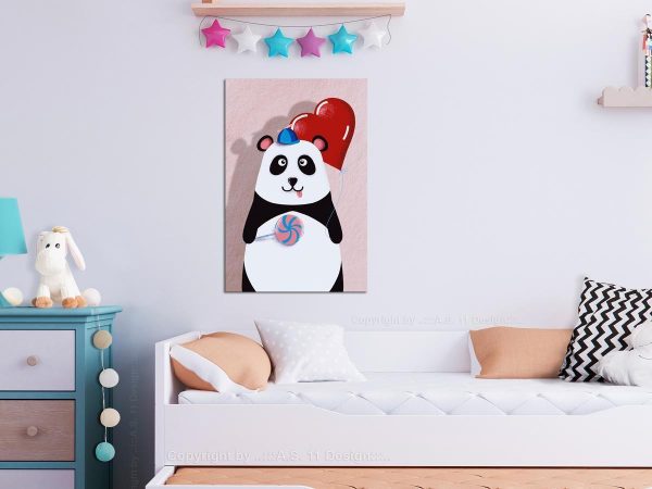 Canvas Print - Panda with a Balloon (1 Part) Vertical