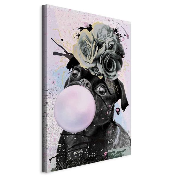 Canvas Print - Pug With Bubble Gum (1 Part) Vertical