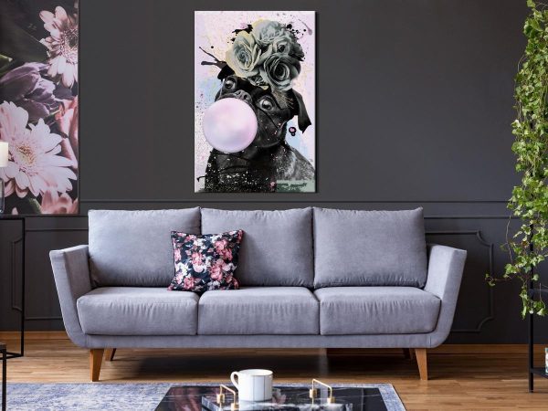 Canvas Print - Pug With Bubble Gum (1 Part) Vertical
