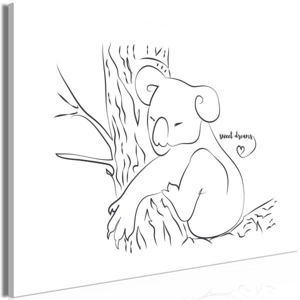 Canvas Print - Quiet Charm of Nature (1-part) - Sleeping Koala in Black and White