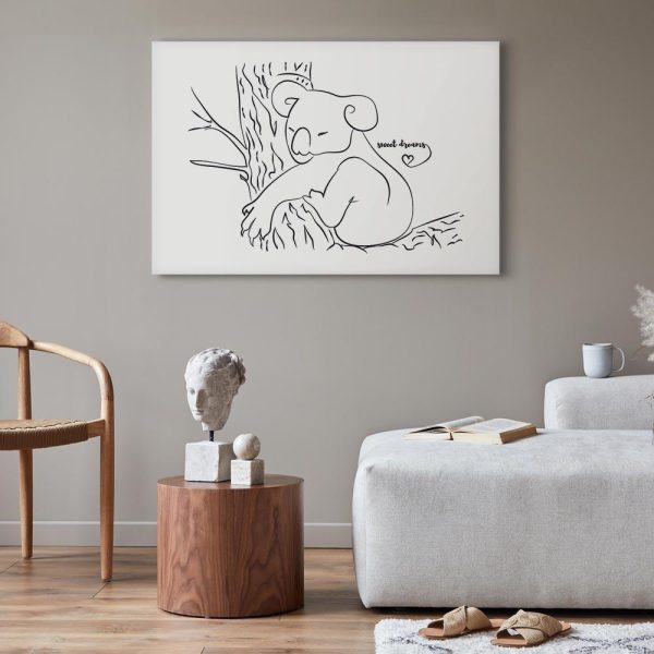 Canvas Print - Quiet Charm of Nature (1-part) - Sleeping Koala in Black and White