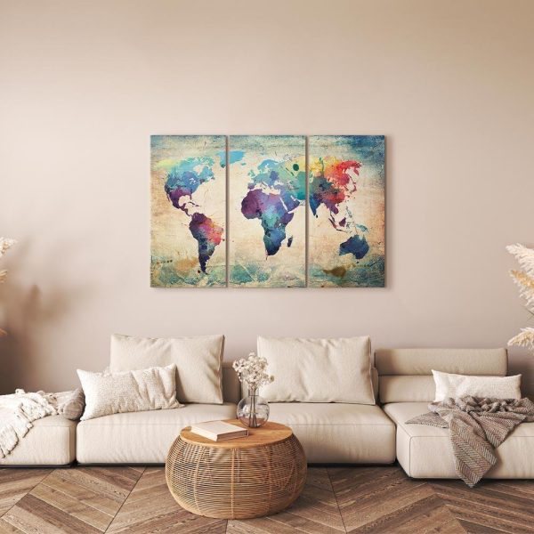 Canvas Print - Rainbow Map (triptych) - Image 3
