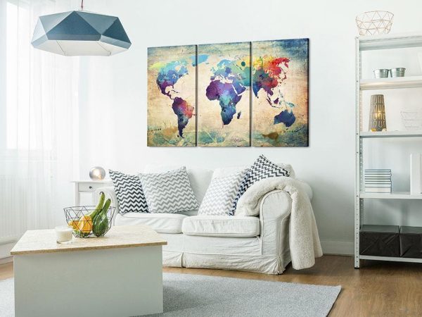 Canvas Print - Rainbow Map (triptych)