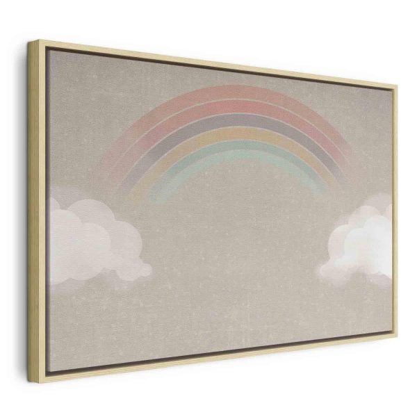 Canvas Print - Rainy June - Colorful Rainbow Emerging from Clouds on a Bright Background - Image 3