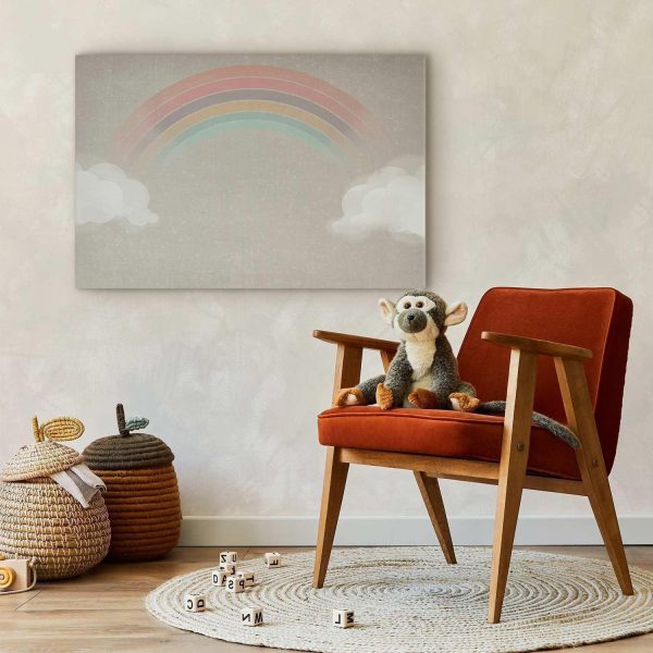 Canvas Print - Rainy June - Colorful Rainbow Emerging from Clouds on a Bright Background - Image 5