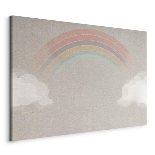Canvas Print - Rainy June - Colorful Rainbow Emerging from Clouds on a Bright Background - Image 2