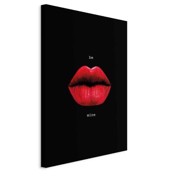 Canvas Print - Red Lips (1-part) - Black Background with English Text