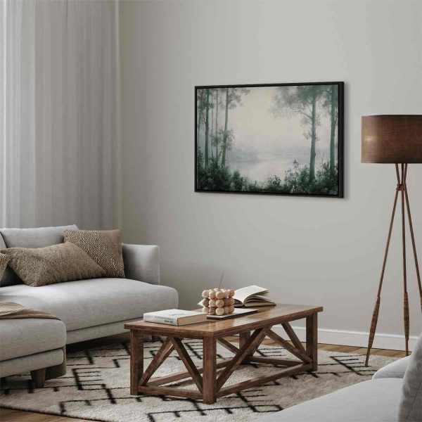 Canvas Print - Retro Landscape Grove Trees and Pond in Patinated Shades of Green - Image 4