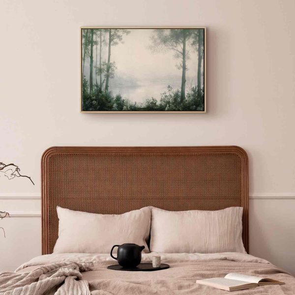Canvas Print - Retro Landscape Grove Trees and Pond in Patinated Shades of Green - Image 11
