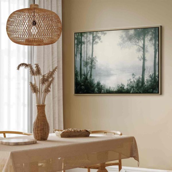 Canvas Print - Retro Landscape Grove Trees and Pond in Patinated Shades of Green - Image 13