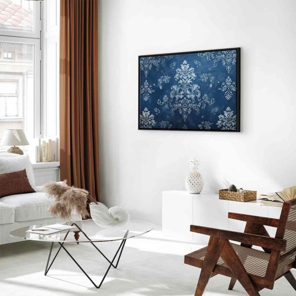 Canvas Print - Retro Ornament Decorative Motif in Worn Blues - Image 4