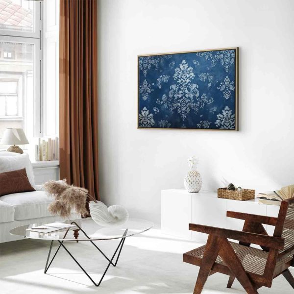 Canvas Print - Retro Ornament Decorative Motif in Worn Blues - Image 6