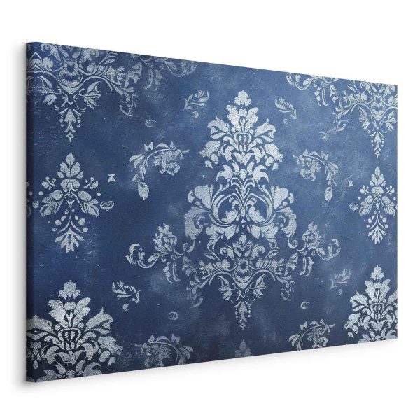Canvas Print - Retro Ornament Decorative Motif in Worn Blues - Image 2