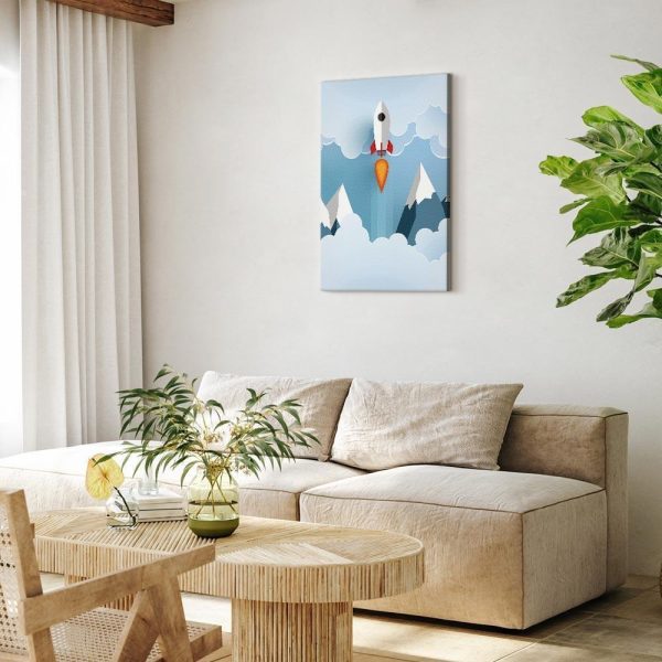Canvas Print - Rocket in the Clouds (1 Part) Vertical