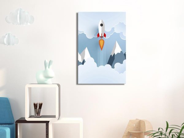 Canvas Print - Rocket in the Clouds (1 Part) Vertical